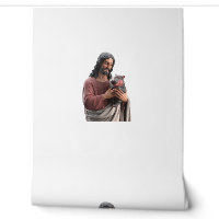 Jésus tenant Moo Deng l'hippopotame pygmée Art cla