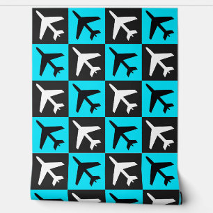 Papier Peint Jets volants géométriques Blue Aviation Avion