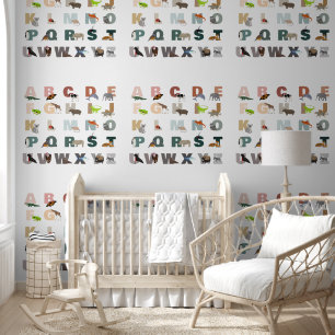Papier Peint Joli Alphabet ABC Animaux Nursery Classe