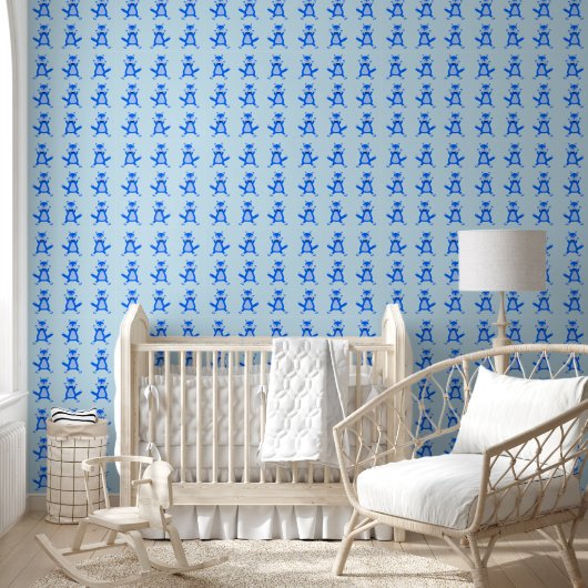 Papier Peint Joli bébé renard bleu garçon (Enfants)