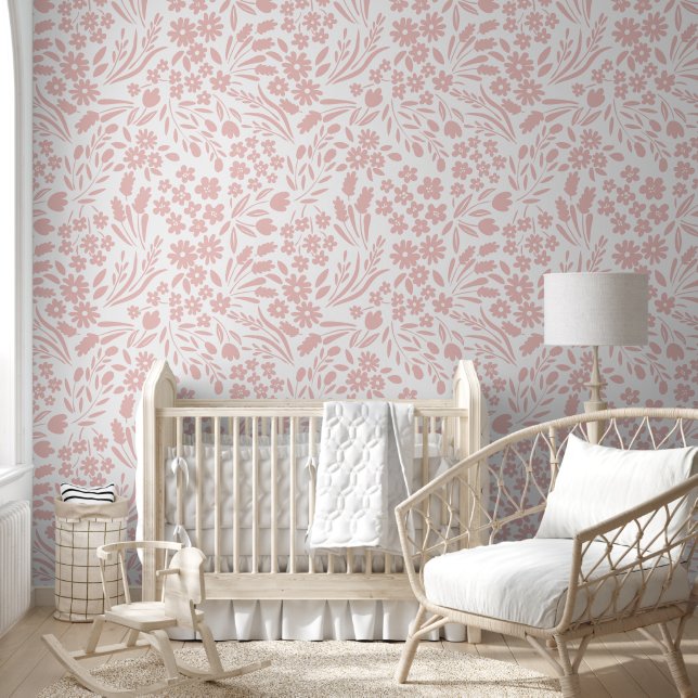 Papier Peint Joli Dusty Rose Fleurs sauvages Nursery Salle pour (Enfants)