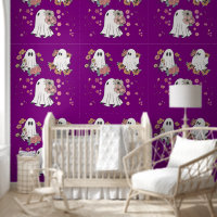 Joli fantôme fleur enfants motif violet arrière - 