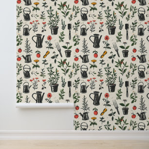 Papier Peint Joli jardin vintage carrelé motif
