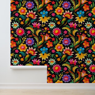 Papier Peint Joli motif carrelé de fleurs mexicaines