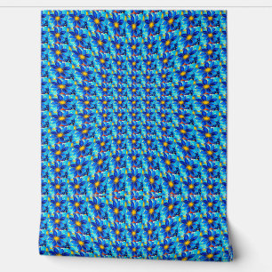 Papier Peint Joli Motif de Fleurs Bleues