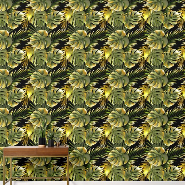 Papier Peint Joli motif en feuilles tropicales (Couloir)