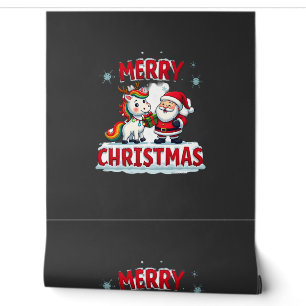 Papier Peint Joli Père Noël Licorne de Noël sur T-Shi de Noël L