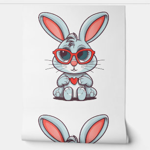 Papier Peint Joli Petit Lapin Avec Lunettes Coeur Pâques Jour