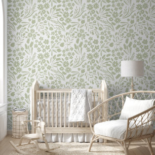 Papier Peint Joli Sage Green Fleurs sauvages Nursery Salle pour