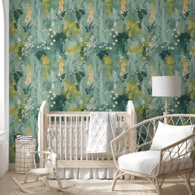 Papier Peint Joli vert aquarelle Meadows (Enfants)