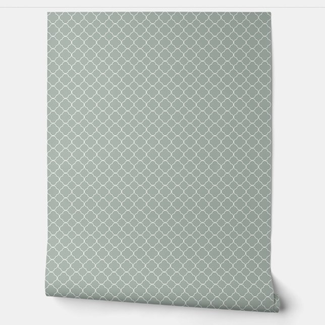 Papier Peint joli vert clair uni / motif (Déroulement)