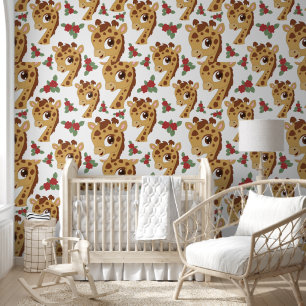 Papier Peint Jolie girafe de jungle carrelée filles