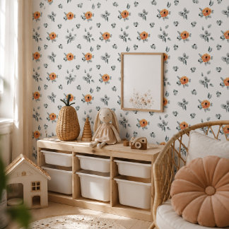 Papier Peint Jolie nurserie Boho Terracotta florale & verdure