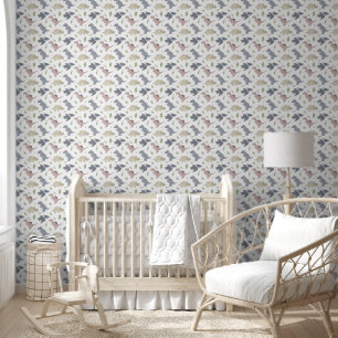 Papier Peint Jolie nurserie pour bébé au thème dinosaure pastel