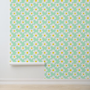 Papier Peint Jolie nursery bébé à motif rétro de marguerites ve