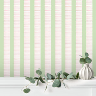 Papier Peint Jolie rayure rose vert pastel féminin