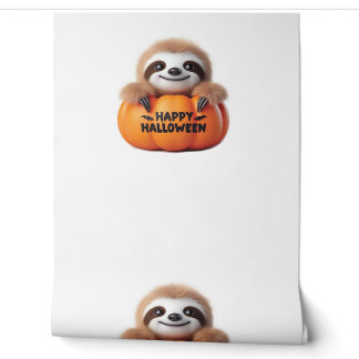 Papier Peint Jolie Sloth assise dans un Citrouille. Hauteur heu