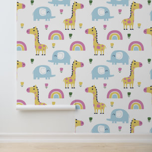 Papier Peint Jouer Safari Animaux Nursery