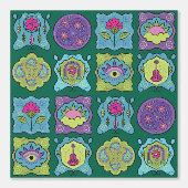 Papier Peint Joyau Whimsical Tons main dessiné Boho Dark Green (Recto)