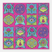 Papier Peint Joyau Whimsical Tons main dessiné Boho rose foncé (Recto)