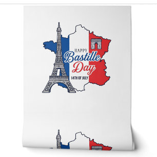 Papier Peint Joyeux 14 juillet France Carte Tour Eiffel Vector_