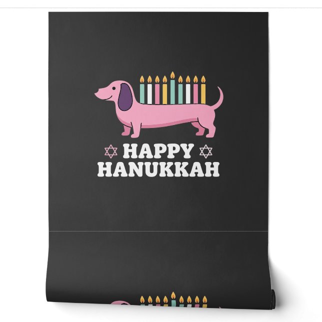 Papier Peint Joyeux Hanukkah chien teckel (Déroulement)