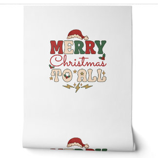 Papier Peint Joyeux Noël à tous Chapeau de Père Noël Éclairs Ét