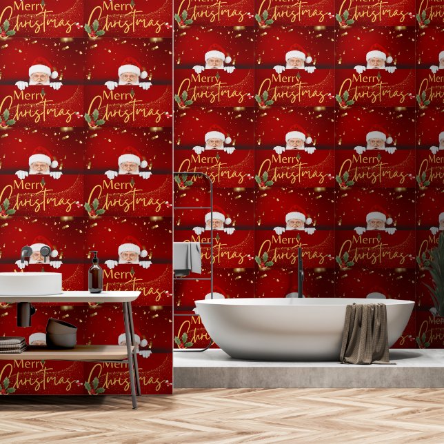 Papier Peint Joyeux Noël enchanté Père Noël Peel & Bâton (Salle de bain)