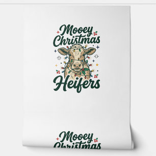 Papier Peint Joyeux Noël Génisses Vaches Drôles Noël Design