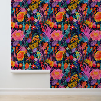 Papier Peint Jungle de fleurs tropicales florales