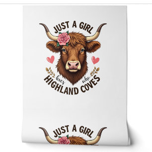 Papier Peint Juste une fille qui aime les vaches des Highlands