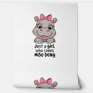 Papier Peint Juste Une Fille Qui Aime Moo Deng Baby Hippopotame