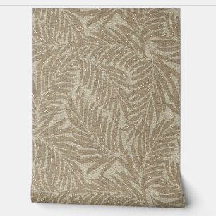Papier Peint Kahanu Palms Hawaiian Faux Linen Texture - Taupe