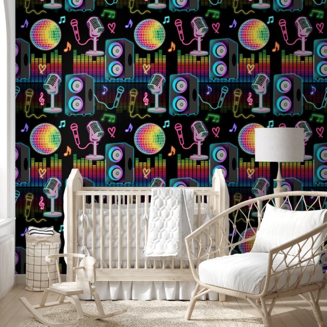 Papier Peint Karaoke Neon Glow Singing Music Party (Enfants)