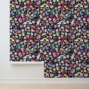 Papier Peint Kawaii Black Doodon Cartoon Enfants Nursery