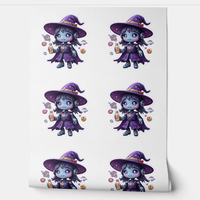 Papier Peint Kawaii Robot Witch Girl Cute Futuristic Witch Home (Déroulement)