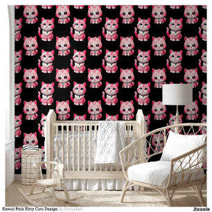 Papier Peint Kawaii Rose Kitty Cats Design