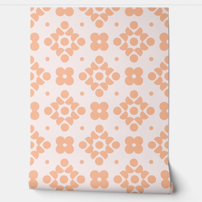 Papier Peint (L) 2502218A Retro Geometric Floral Pattern Pink (Déroulement)