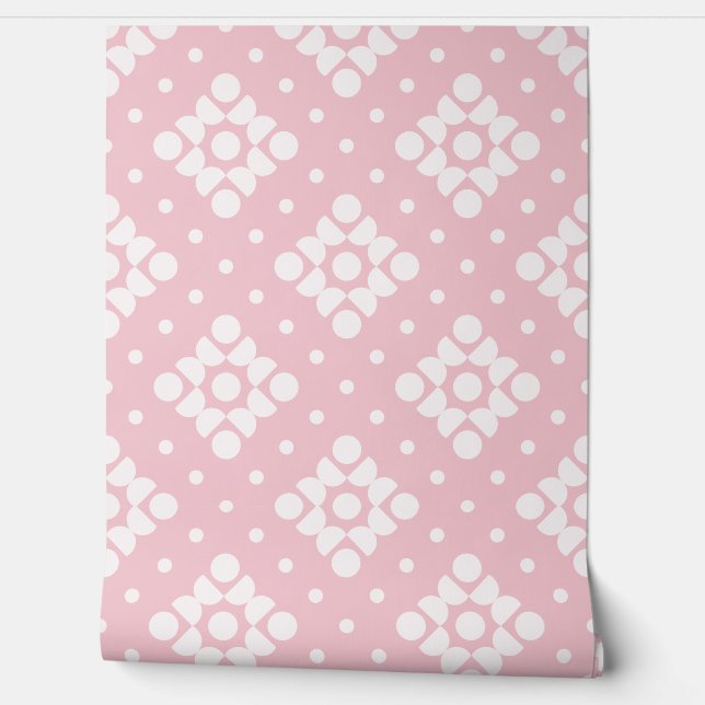 Papier Peint (L) 2502222A Retro Dotty Diamond Pink Background (Déroulement)