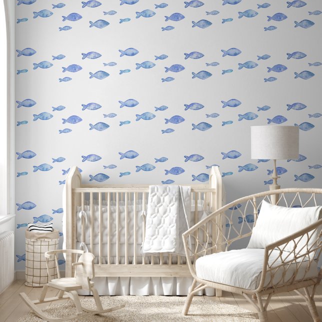 Papier Peint La chambre à coucher bébé poisson bleu mer (Enfants)