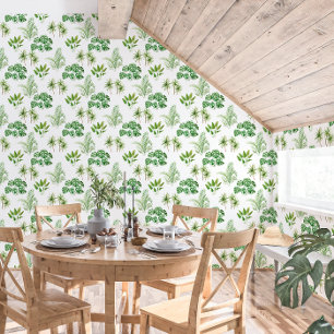 Papier Peint La verdure tropicale sur Motif blanc