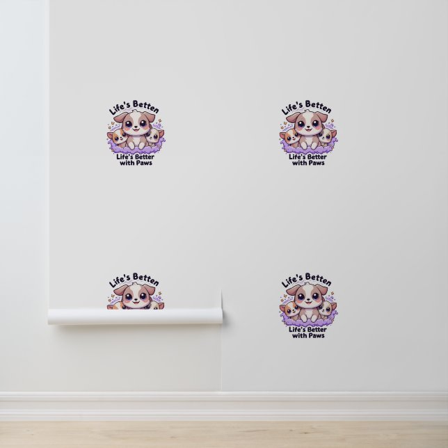 Papier Peint La vie est meilleure avec des pattes chiot mignonn (Application)