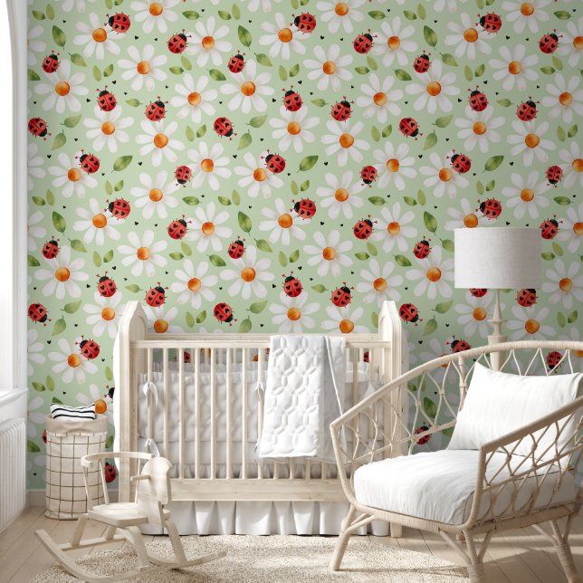 Papier Peint Ladybug Daisy Nursery Enfants Chambre Vert (Enfants)
