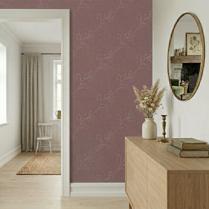 Papier Peint Laine Mauve Moderne Florale Élégante Blanche