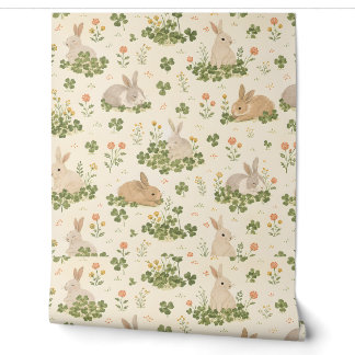 Papier Peint Lapin dans la pépinière & enfants de trèfle