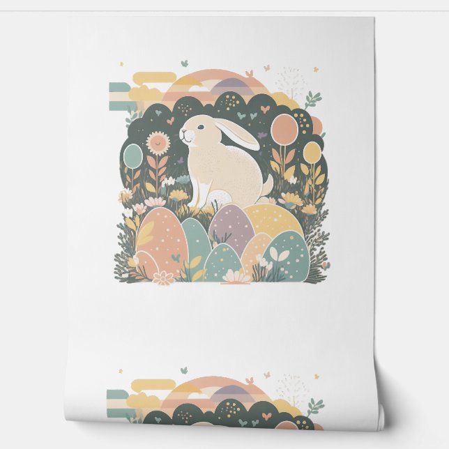 Papier Peint Lapin dans le champ des oeufs (Déroulement)
