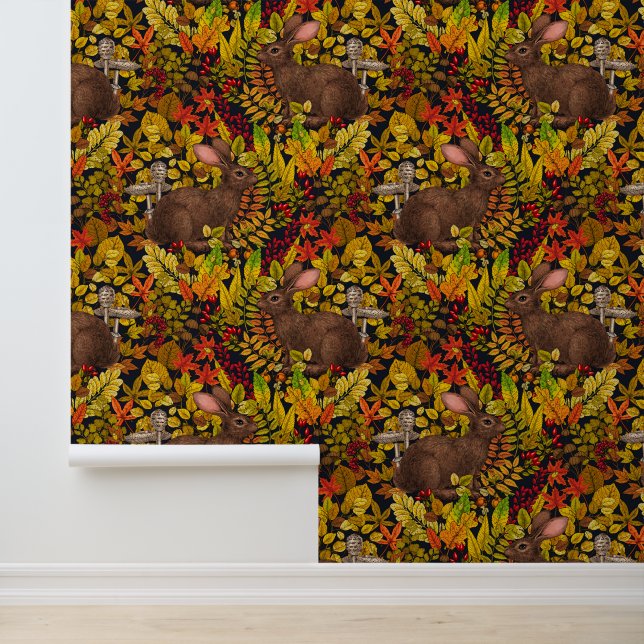 Papier Peint Lapin d'automne en noir (Application)