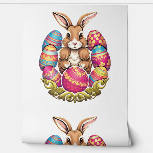 Papier Peint Lapin de Pâques OEufs colorés Chasse aux oeufs de 