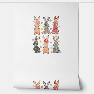 Papier Peint Lapin Floral Fleur Lapin Pâques Da Rétro Vintage