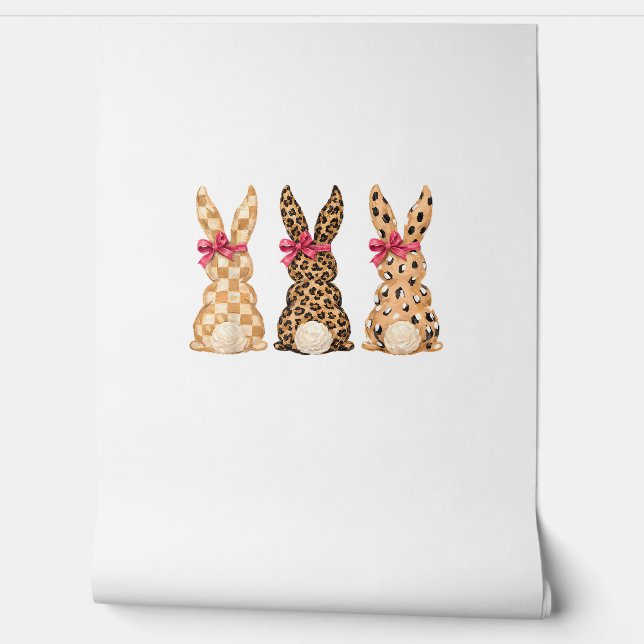 Papier Peint Lapin léopard de Pâques coquette bow fille femmes (Déroulement)